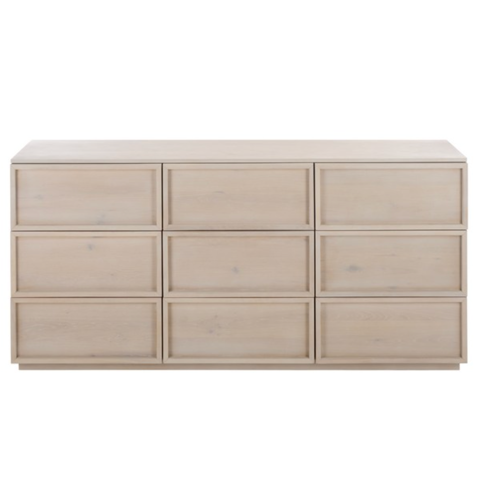 Zeus 9 Drawer Dresser in Light Gray