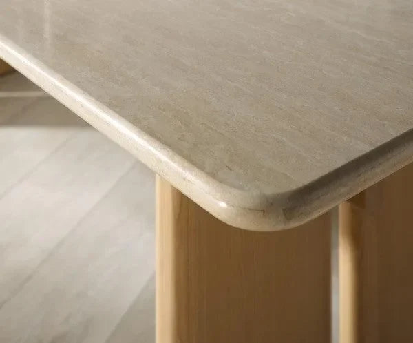 Bellarose Travertine Dining Table in Natural - The Mayfair Hall