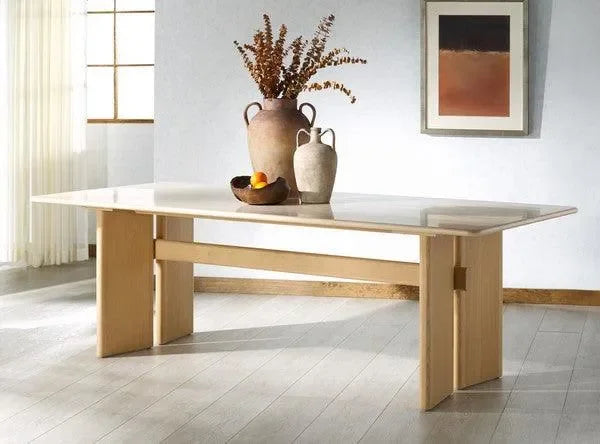 Bellarose Travertine Dining Table in Natural - The Mayfair Hall