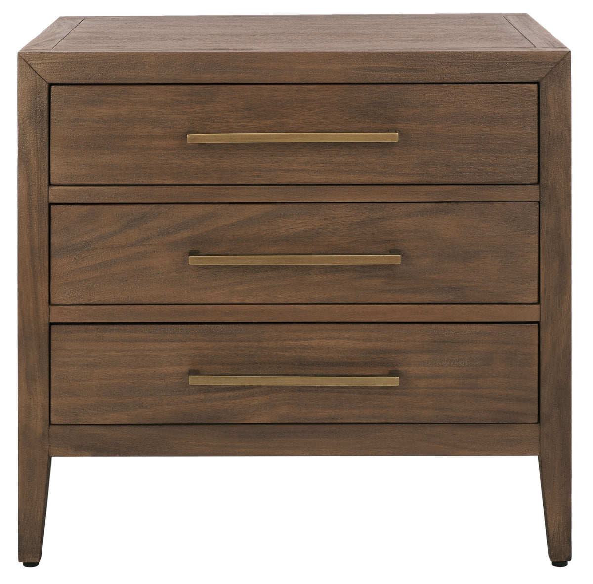 Ariella 3 Drawer Wood Nightstand in Brown