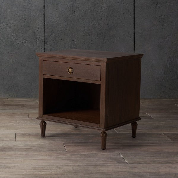 Lisabet 1 Drawer Wood Nightstand in Brown