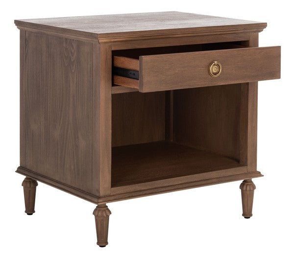Lisabet 1 Drawer Wood Nightstand in Brown