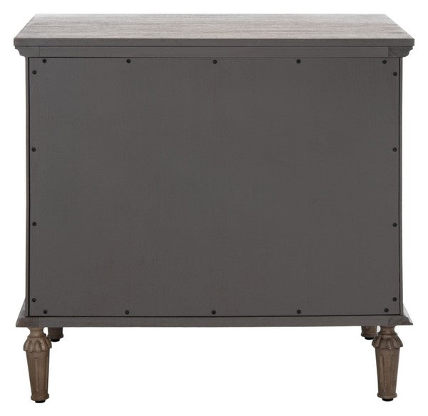 Lisabet 3 Drawer Wood Nightstand in Light Brown with Silver Ring Pulls