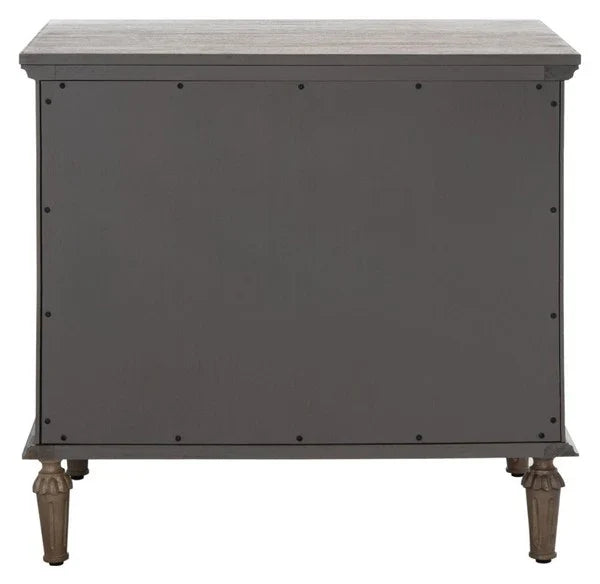 Lisabet 3 Drawer Wood Nightstand in Light Brown with Silver Ring Pulls