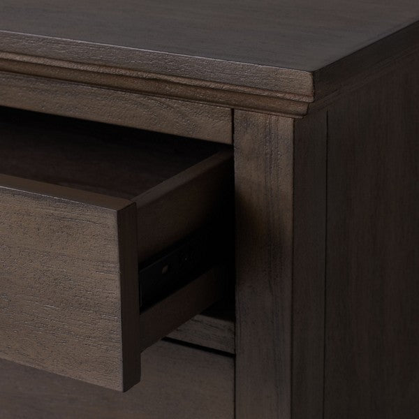 Lisabet 3 Drawer Wood Nightstand in Light Brown with Silver Ring Pulls