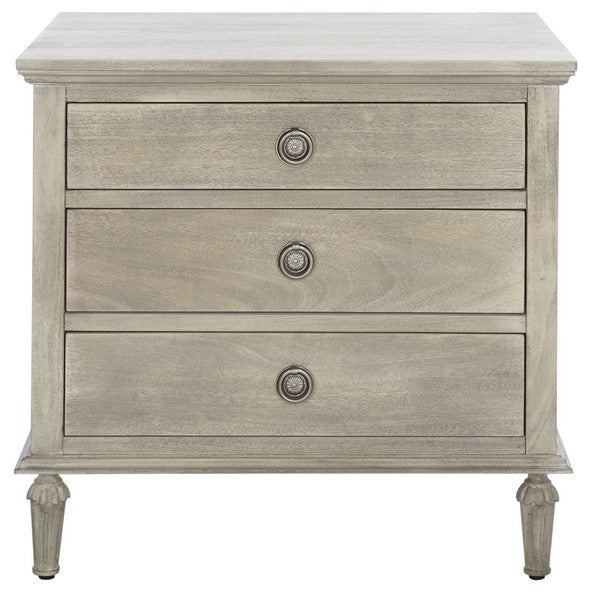 Lisabet 3 Drawer Wood Nightstand in Light Gray