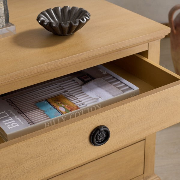 Lisabet 3 Drawer Wood Nightstand in Light Oak