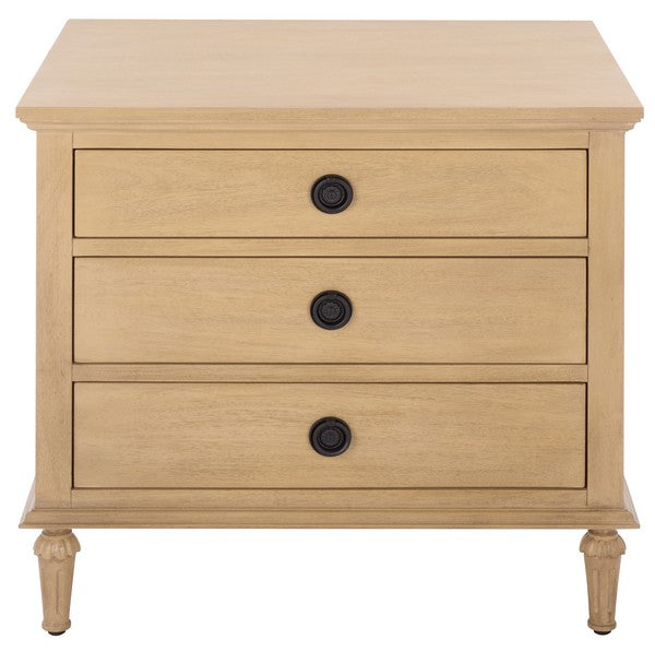 Lisabet 3 Drawer Wood Nightstand in Light Oak