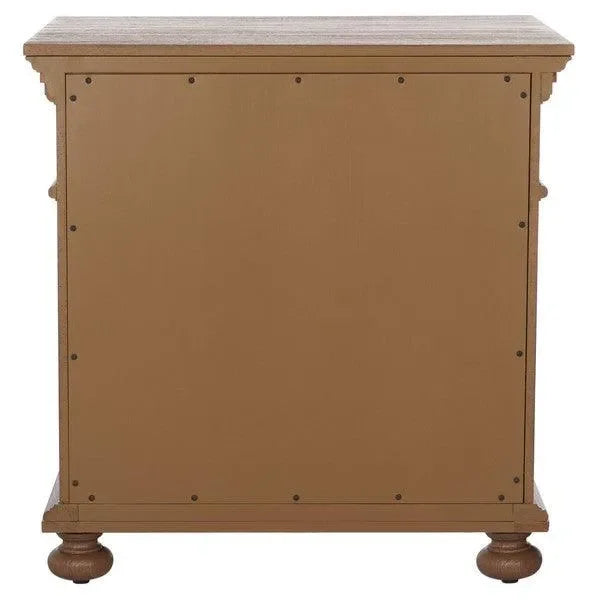 Safavieh Allisyn 3 Drawer Nightstand in Brown with Antiqued Brass Knobs