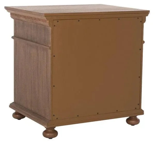 Safavieh Allisyn 3 Drawer Nightstand in Brown with Antiqued Brass Knobs