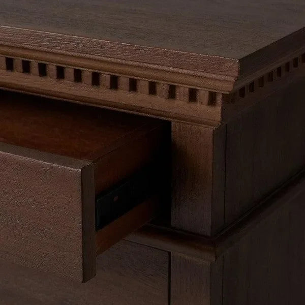 Safavieh Allisyn 3 Drawer Nightstand in Brown with Antiqued Brass Knobs