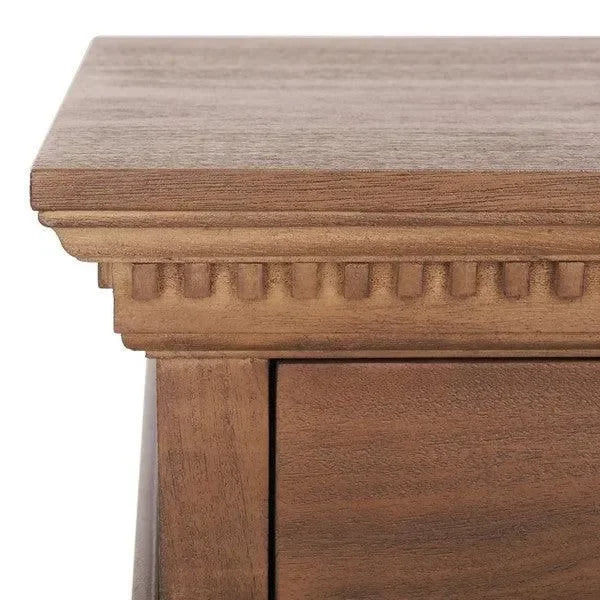 Safavieh Allisyn 3 Drawer Nightstand in Brown with Antiqued Brass Knobs