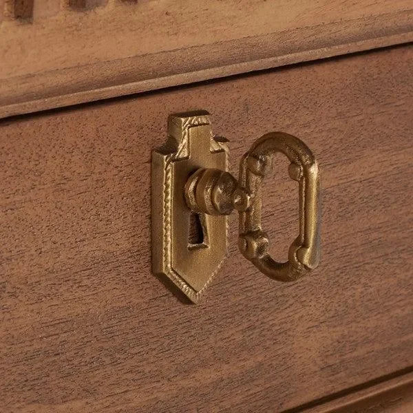 Safavieh Allisyn 3 Drawer Nightstand in Brown with Antiqued Brass Knobs