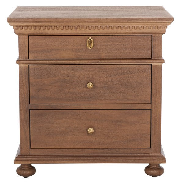 Allisyn 3 Drawer Wood Nightstand in Brown