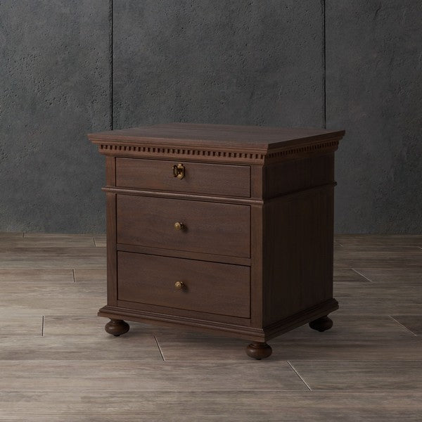 Allisyn 3 Drawer Wood Nightstand in Brown