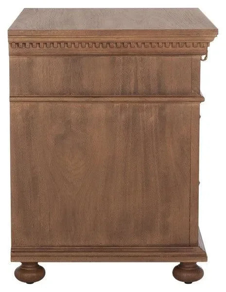 Safavieh Allisyn 3 Drawer Nightstand in Brown with Antiqued Brass Knobs
