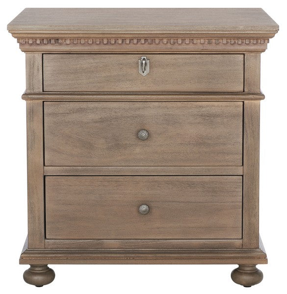 Allisyn 3 Drawer Wood Nightstand in Light Brown