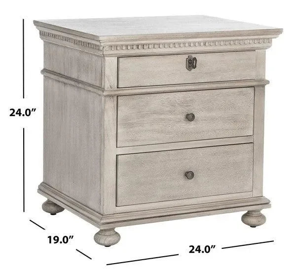 Allisyn Wood Nightstand in Light Gray - The Mayfair Hall