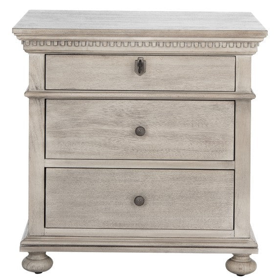 Allisyn 3 Drawer Wood Nightstand in Light Gray
