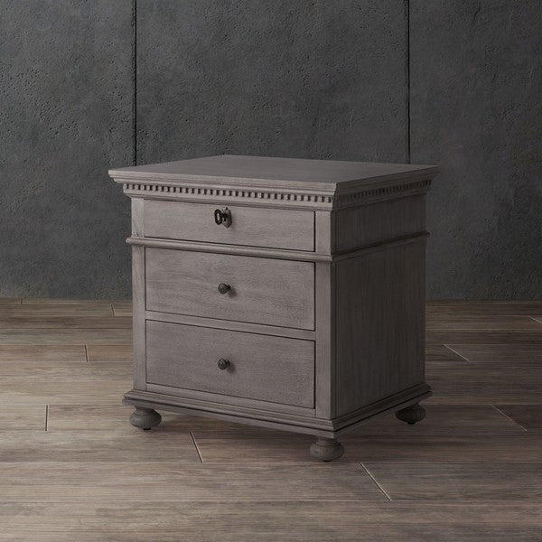 Allisyn 3 Drawer Wood Nightstand in Light Gray