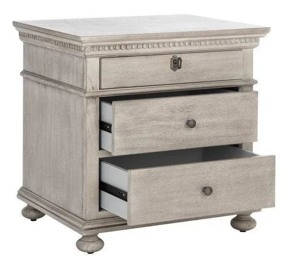 Allisyn Wood Nightstand in Light Gray - The Mayfair Hall