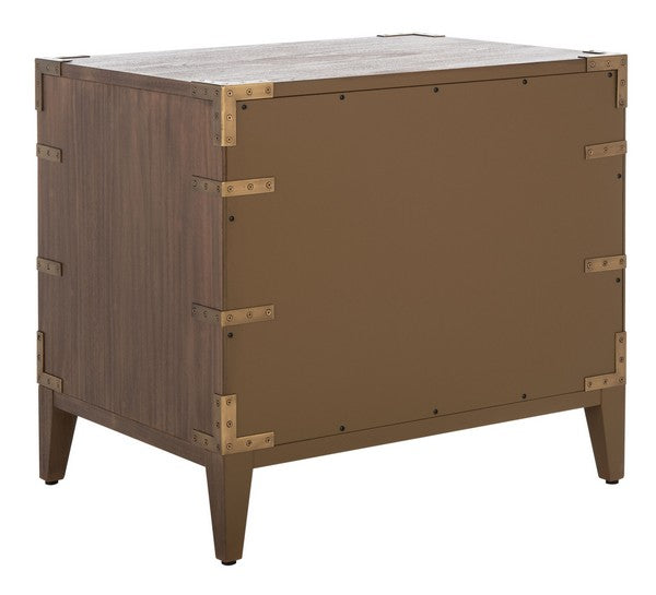Nisha Wood Nightstand with 3 Drawer in Brown
