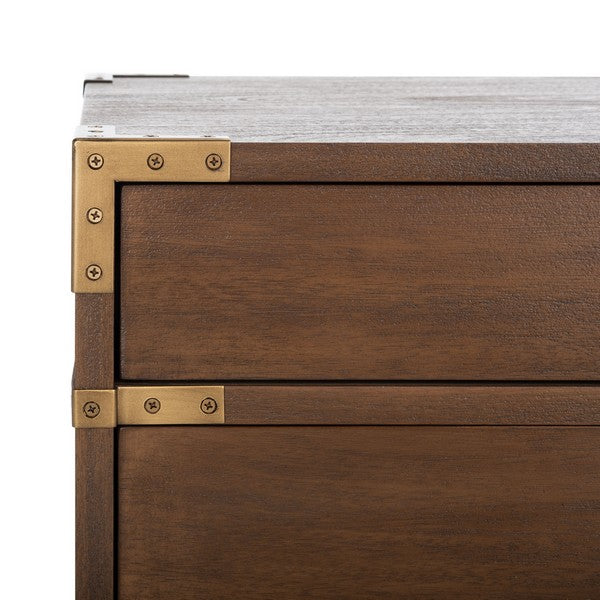 Nisha Wood Nightstand with 3 Drawer in Brown