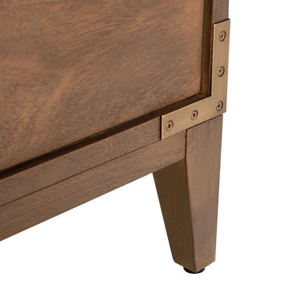 Nisha Wood Nightstand with 3 Drawer in Brown
