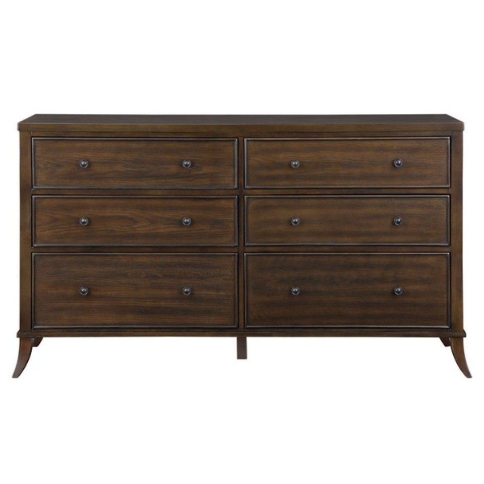 Tobias 6 Drawer Dresser in Dark Walnut