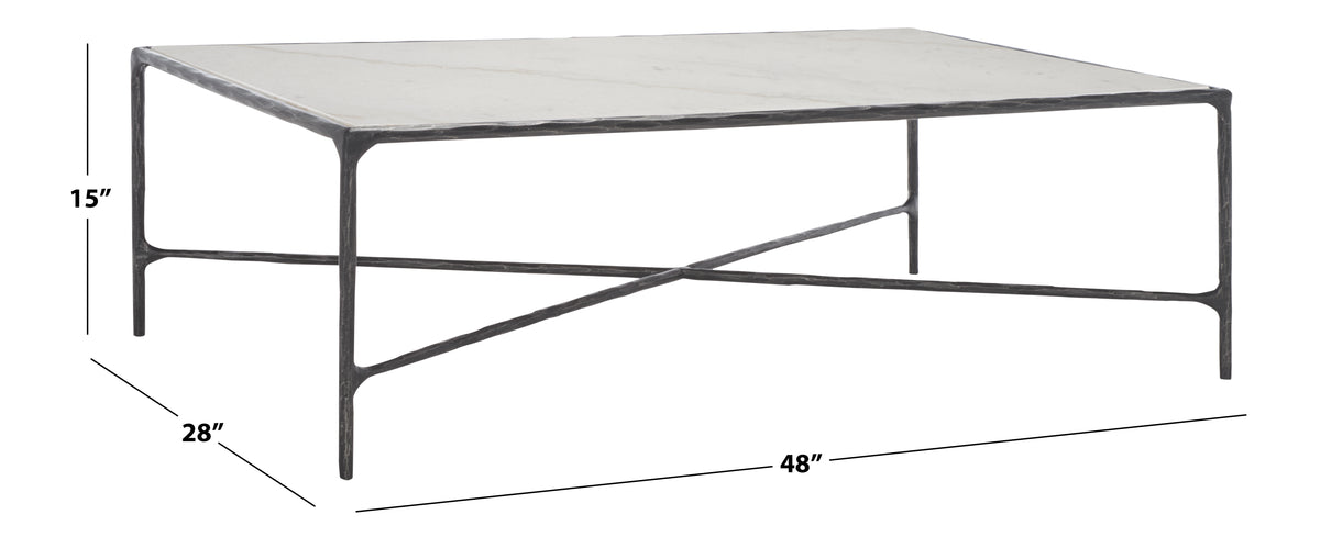 Jessa Rectangle Metal Coffee Table in Black and White