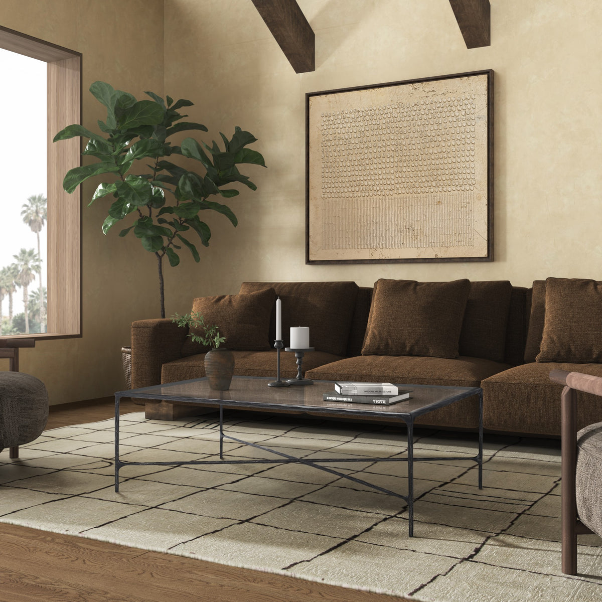 Jessa Rectangle Metal Coffee Table in Black