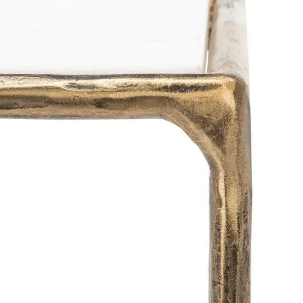 Jessa Forged Metal Rectangle Console Table in Brass - The Mayfair Hall