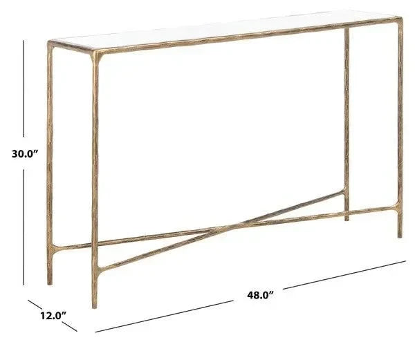 Jessa Forged Metal Rectangle Console Table in Brass - The Mayfair Hall