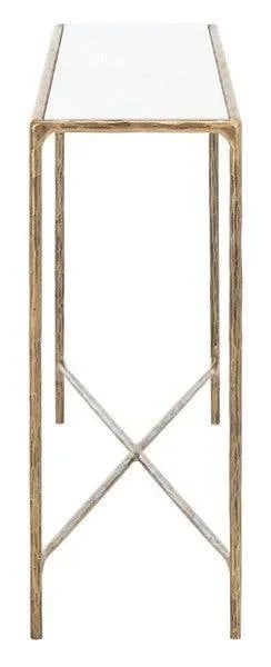 Jessa Forged Metal Rectangle Console Table in Brass - The Mayfair Hall