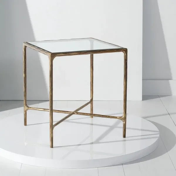 Jessa Forged Metal Square Accent Table in Brass - The Mayfair Hall