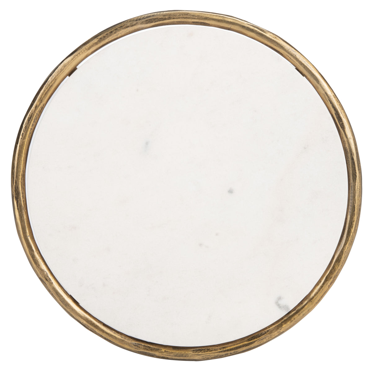 Jessa Forged Metal Round End Table in Brass and White