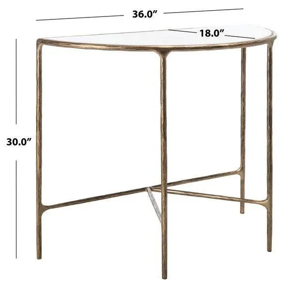 Jessa Forged Metal Console Table in Brass - The Mayfair Hall