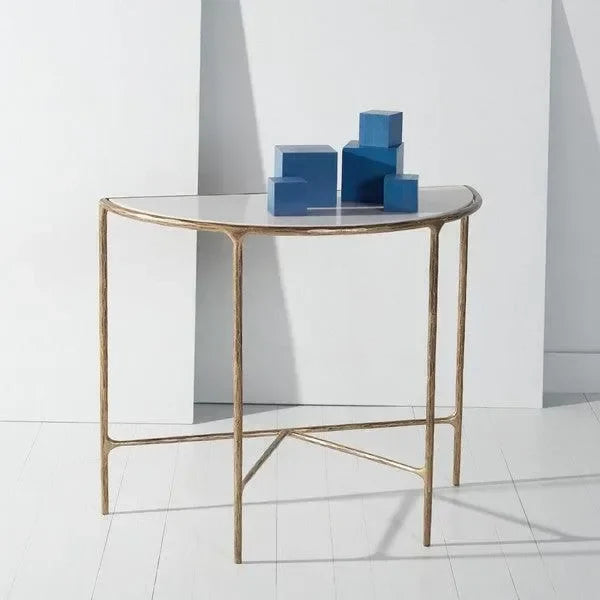 Jessa Forged Metal Console Table in Brass - The Mayfair Hall
