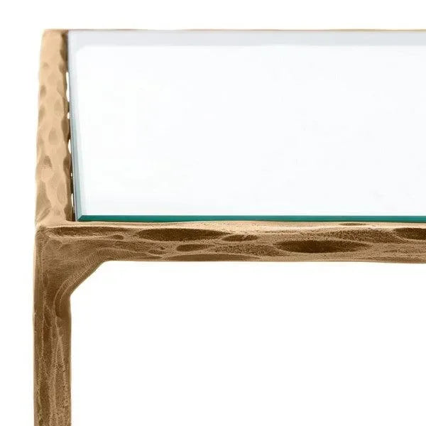 Jessa Metal Coffee Table in Brass with Tempered Glass Top - The Mayfair Hall