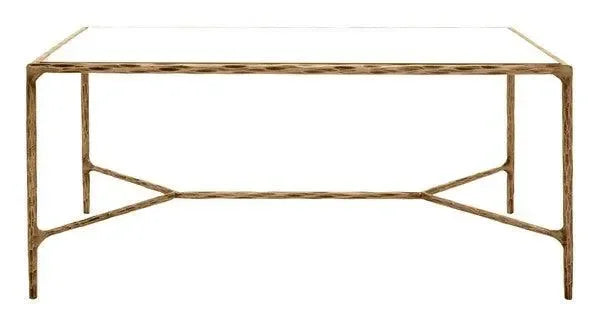 Jessa Metal Coffee Table in Brass with Tempered Glass Top - The Mayfair Hall