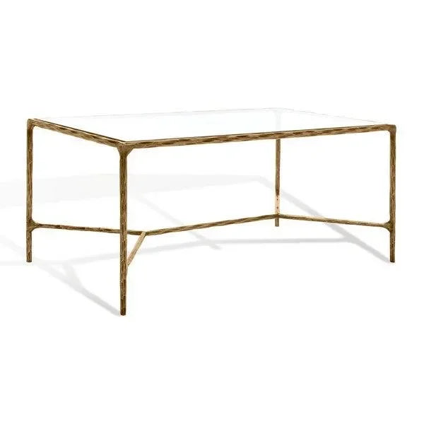 Jessa Metal Coffee Table in Brass with Tempered Glass Top - The Mayfair Hall