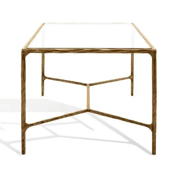 Jessa Metal Coffee Table in Brass with Tempered Glass Top - The Mayfair Hall