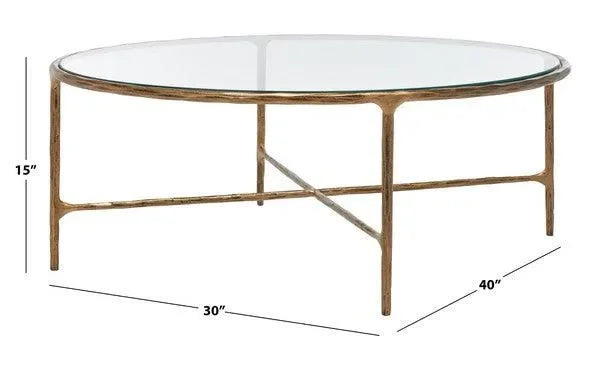 Jessa Metal Oval Coffee Table in Brass - The Mayfair Hall