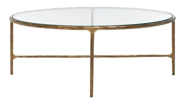Jessa Metal Oval Coffee Table in Brass - The Mayfair Hall