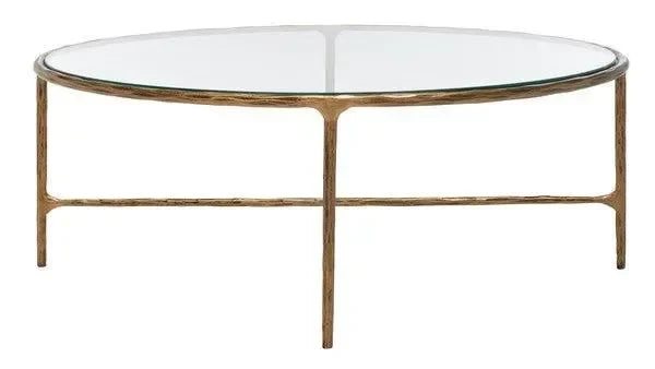 Jessa Metal Oval Coffee Table in Brass - The Mayfair Hall