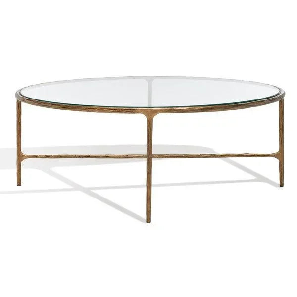 Jessa Metal Oval Coffee Table in Brass - The Mayfair Hall