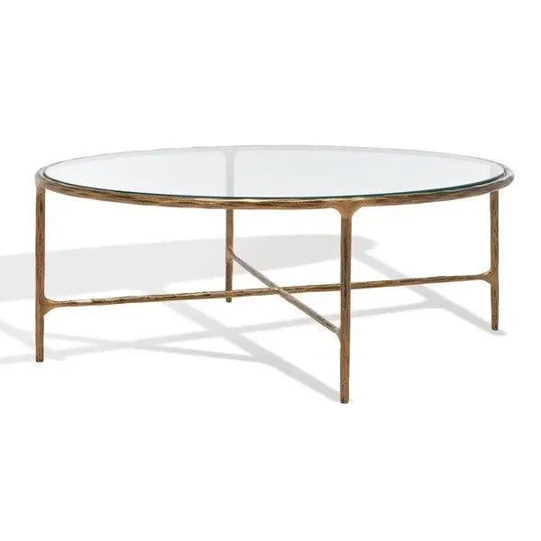 Jessa Metal Oval Coffee Table in Brass - The Mayfair Hall