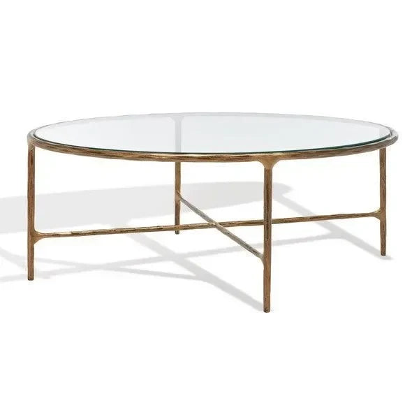 Jessa Metal Oval Coffee Table in Brass - The Mayfair Hall