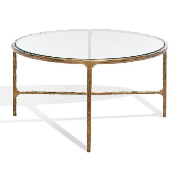 Jessa Metal Oval Coffee Table in Brass - The Mayfair Hall