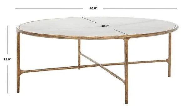 Safavieh Jessa Brass-White Oval Metal Coffee Table